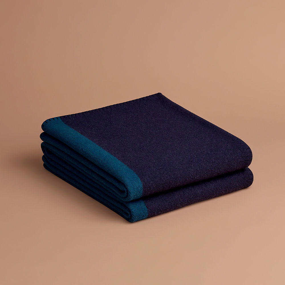 100% カシミヤ HERMES ブランケット エルメス-公式サイト - Hermès | ブルー - ブランケットコート ネイビー 布団・毛布